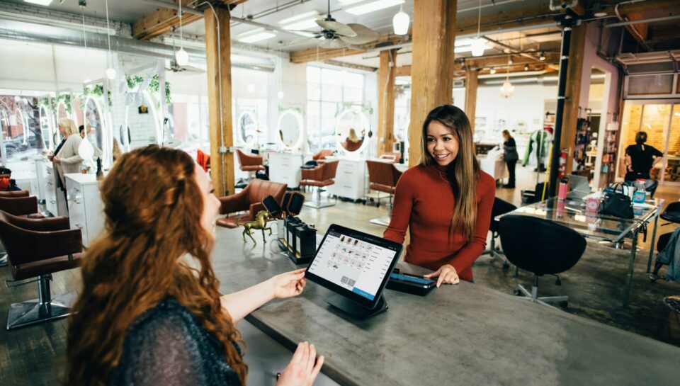 two women near tables