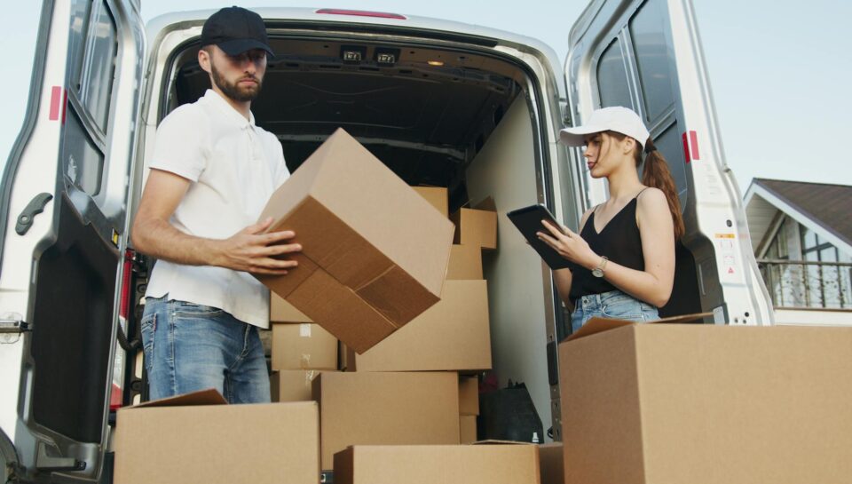 man and woman working together